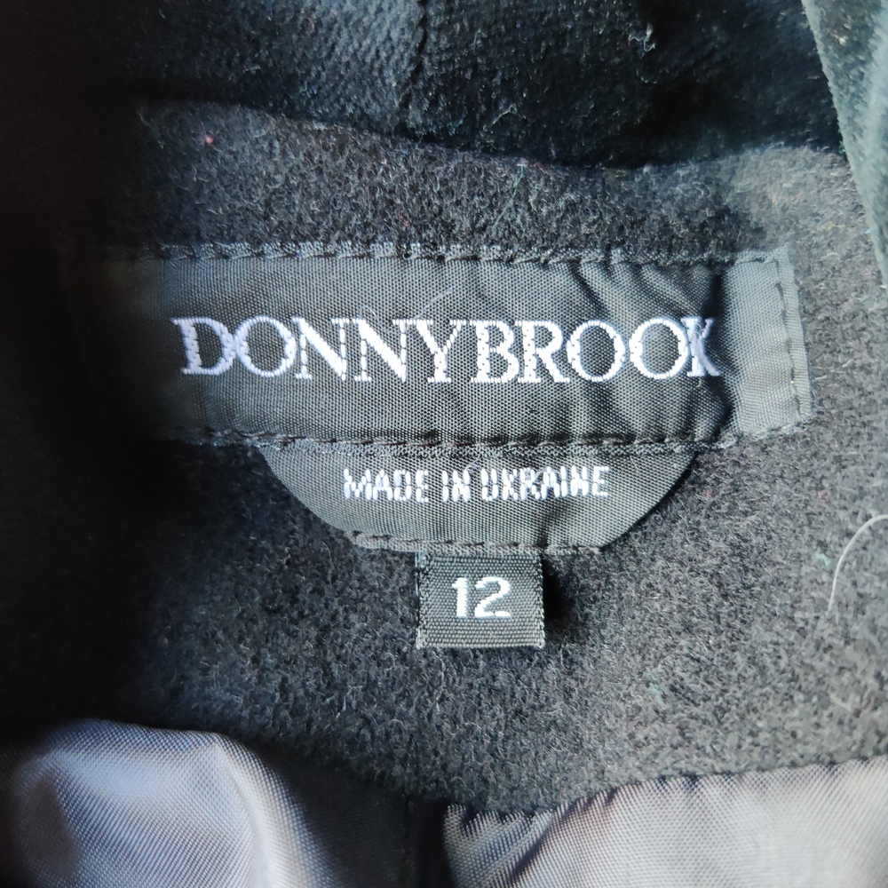 80s Donnybrook Wool Velvet Open Car Coat Women's 12 Black Trapeze Minimalist - Picture 14 of 16